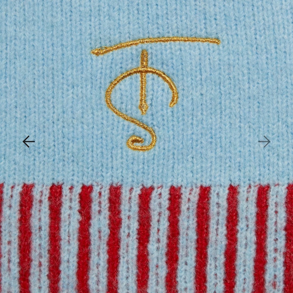 Taylor Swift Light Blue Sweater with Red Hearts - Picture 4 of 7